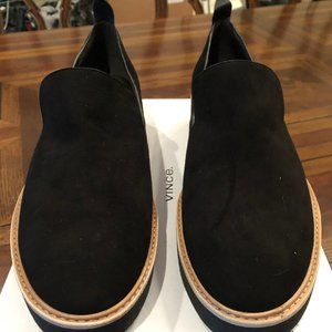 Vince Sanders Black Slip on Suede Sneaker